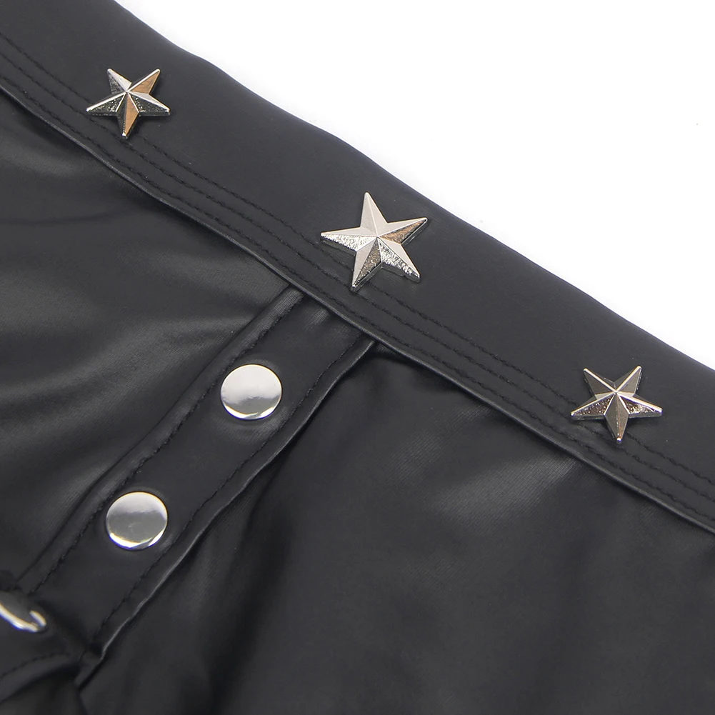 

Men Imitation Leather Mens Sexy Underwear Rivet Briefs Punk Triangular Underpants Elastic Summer Men's Panties Sexy Tоy For Men