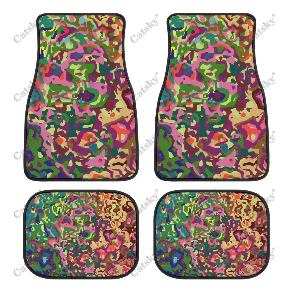 

Leopard Print Fabric Art Auto Floor Mats Carpet, Customized Car Floor Mats All Weather Automotive Floor Pad for Stylish