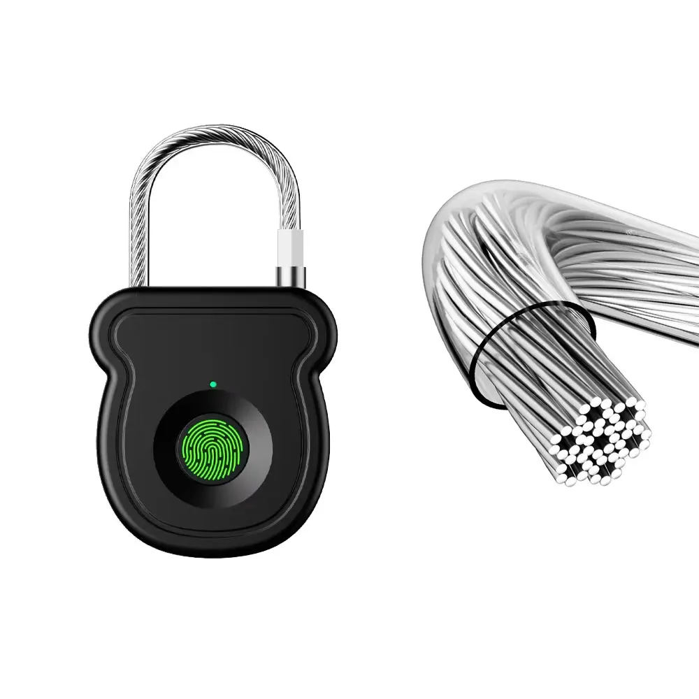 Keyless Fingerprint Biometrics Padlock Electric Lock 20 Users Plastic Material
