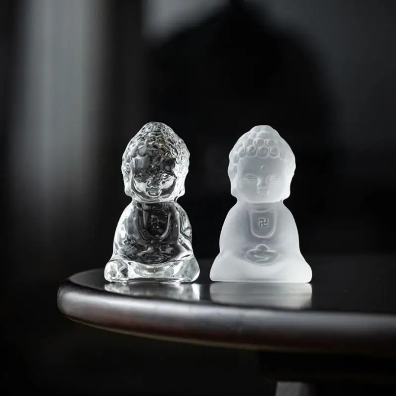 Ch'an Buddha Glass Ornaments Tea Table Decorations Tea Ceremony Accessories Small Buddha Statue Tranquil Spirit Tea Pets