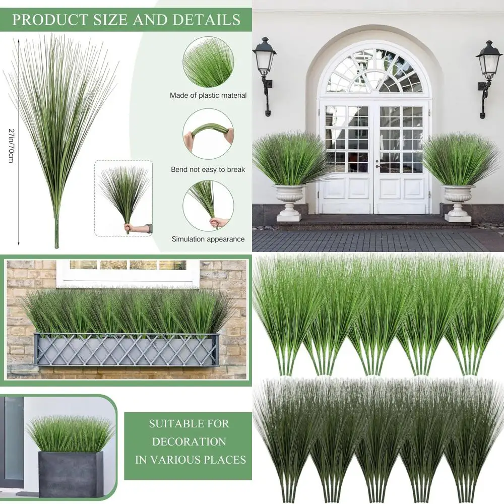 

27-дюймовая искусственная луковая трава, зелень, реалистичные кустарники из искусственной пшеницы для улицы, помещения, патио, двора, дома, сада, офиса