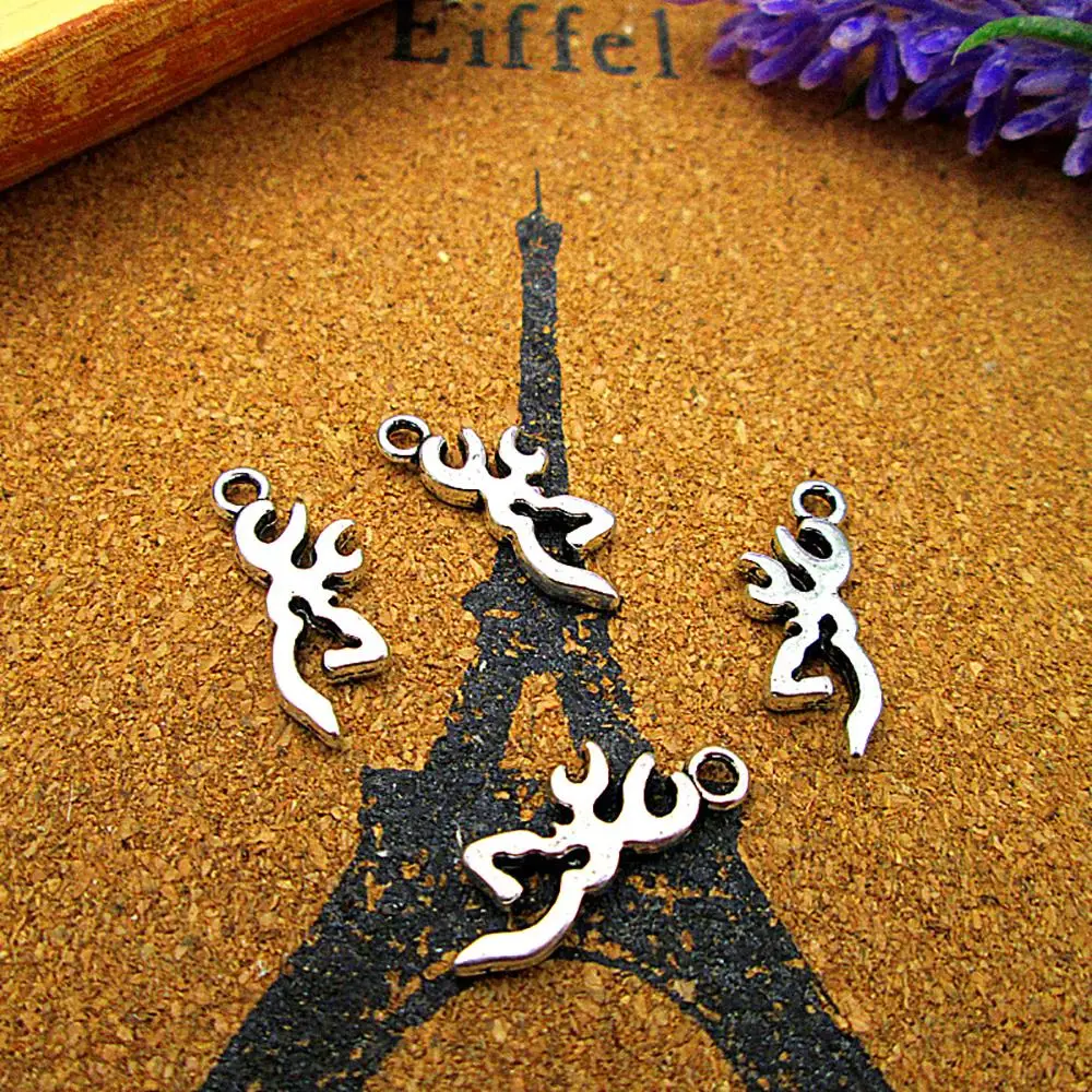 

120pcs--22x9mm Deer Head Silhouette Charms For Jewelry Making DIY Findings Antique Silver Color Alloy Pendants