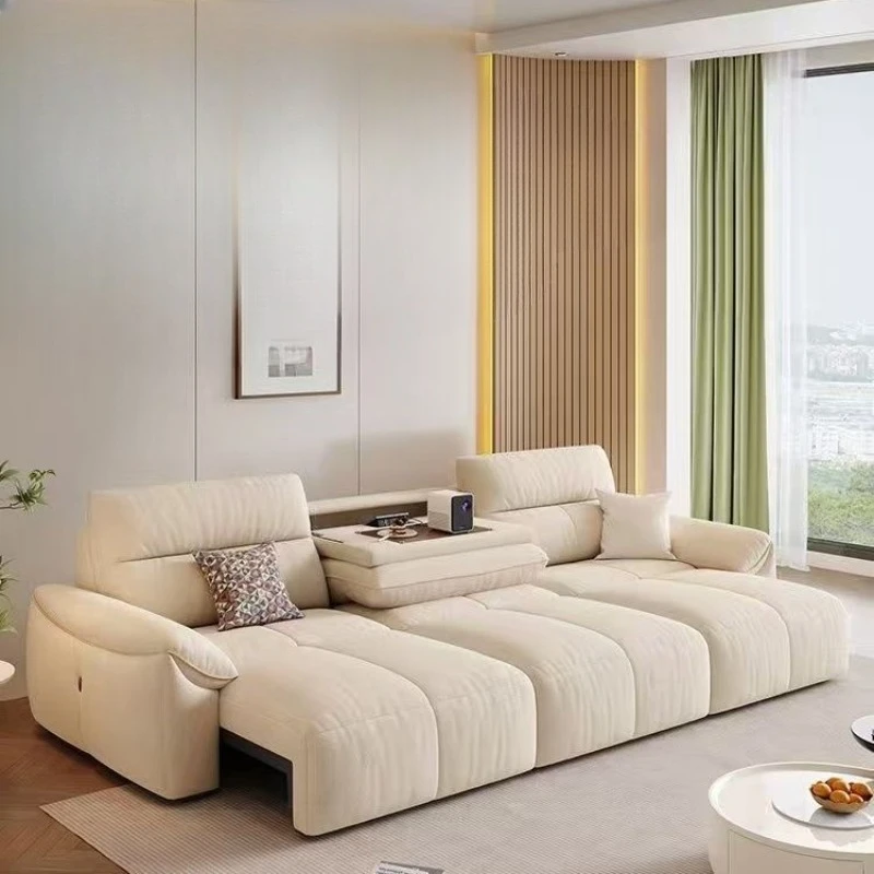 Sofa electric function overturned several modern simple living room foldable retractable multi-functional sofa