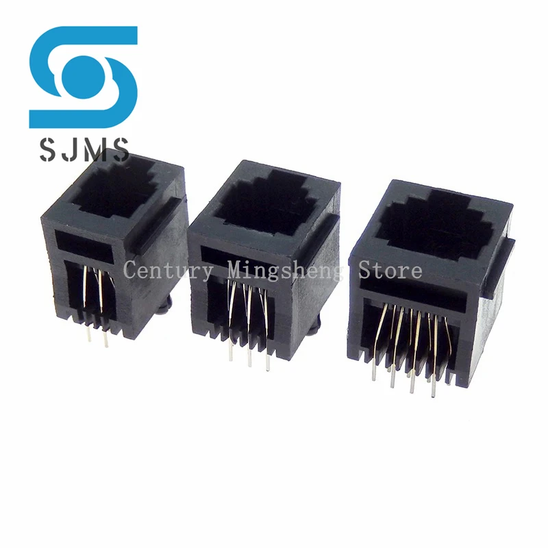 10PCS RJ11 telephone FEMALE SOCKET 180 degrees Vertical PCB Solder Type 8P8C 6P6C 4P4C female jack Network connector 4 6 8 pin