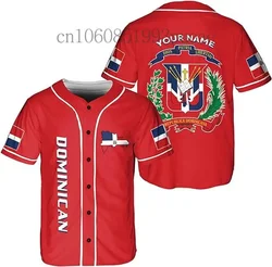 2024 World Dominican Republic Baseball Jersey3D Print Mesh Fiber Baseball Shirt Free Customized Name Men's and Women's Shirts