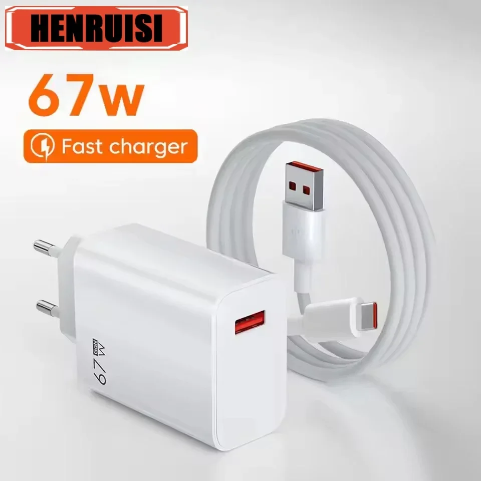 รวม 67W USB GAN ชาร์จโทรศัพท์ Fast CHARGING Charger พร้อมสายเคเบิล Type C สําหรับ iPhone Xiaomi Samsung S24 S23 Quick Charge ADAPTER