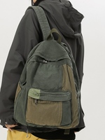 Retro Fashion Patchwork Contrasting Canvas Large Capacity Backpack For Both Men And Women Outdoor Travel Student Backpack Trendy