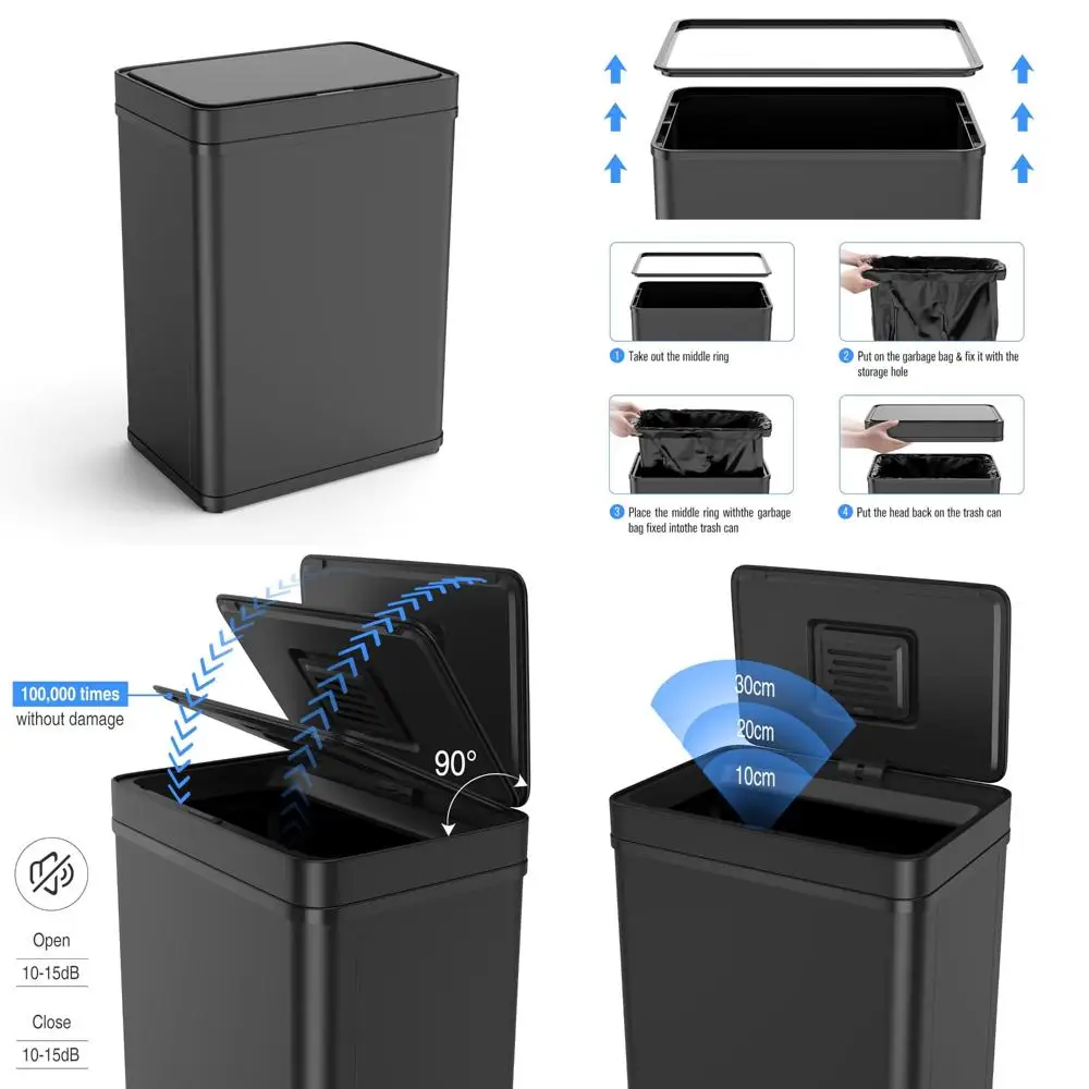 

large capacity 13 gallon stainless steel smart trash can with deodorizer for efficient waste management