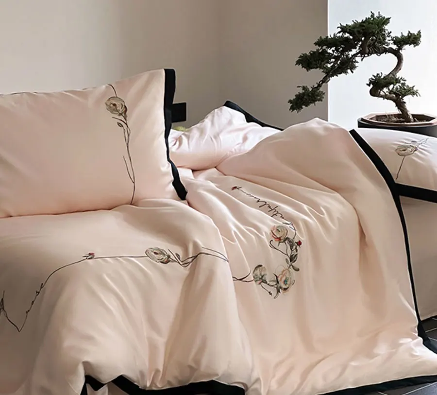 Romantic sweet embroidery pastoral rose bedding set,full queen king elegant double home textile bed sheet pillowcase quilt cover