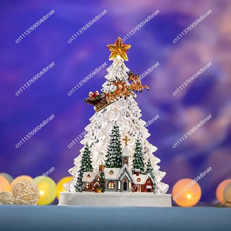 Christmas Ornament Tree Music Box Scene Arrangement Christmas Ornaments Snowflake Tree Dress Up Star Top Night Light