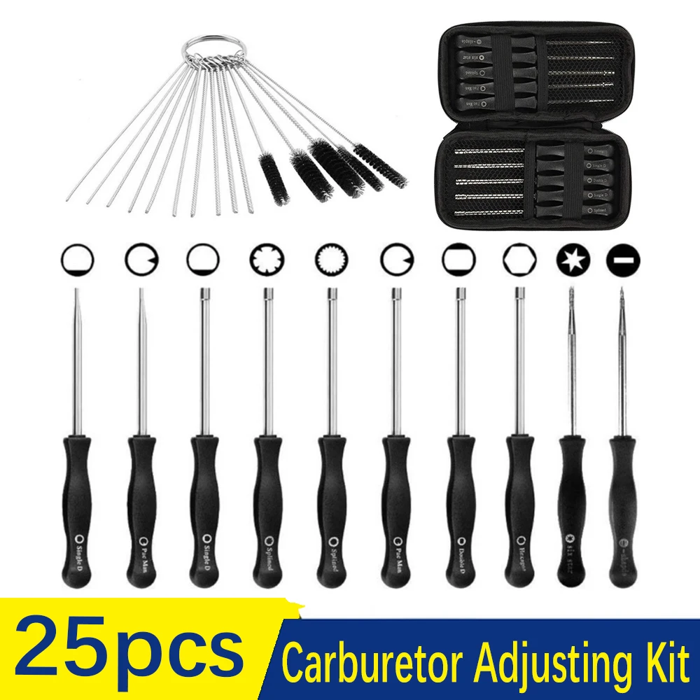 25pcs Carburetor Adjustment Tools Multi-head Tune-up Screwdriver Set Car Repair Motorcycle Accessories for Chainsaw Trimmer