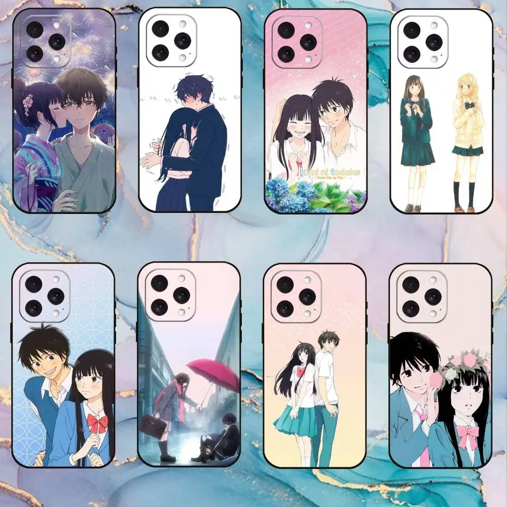 

K-KimiS N-Ni Anime Todoke Phone Case For iPhone17,16,15,14,13,12,11 Plus,Pro Max Soft Black Cover