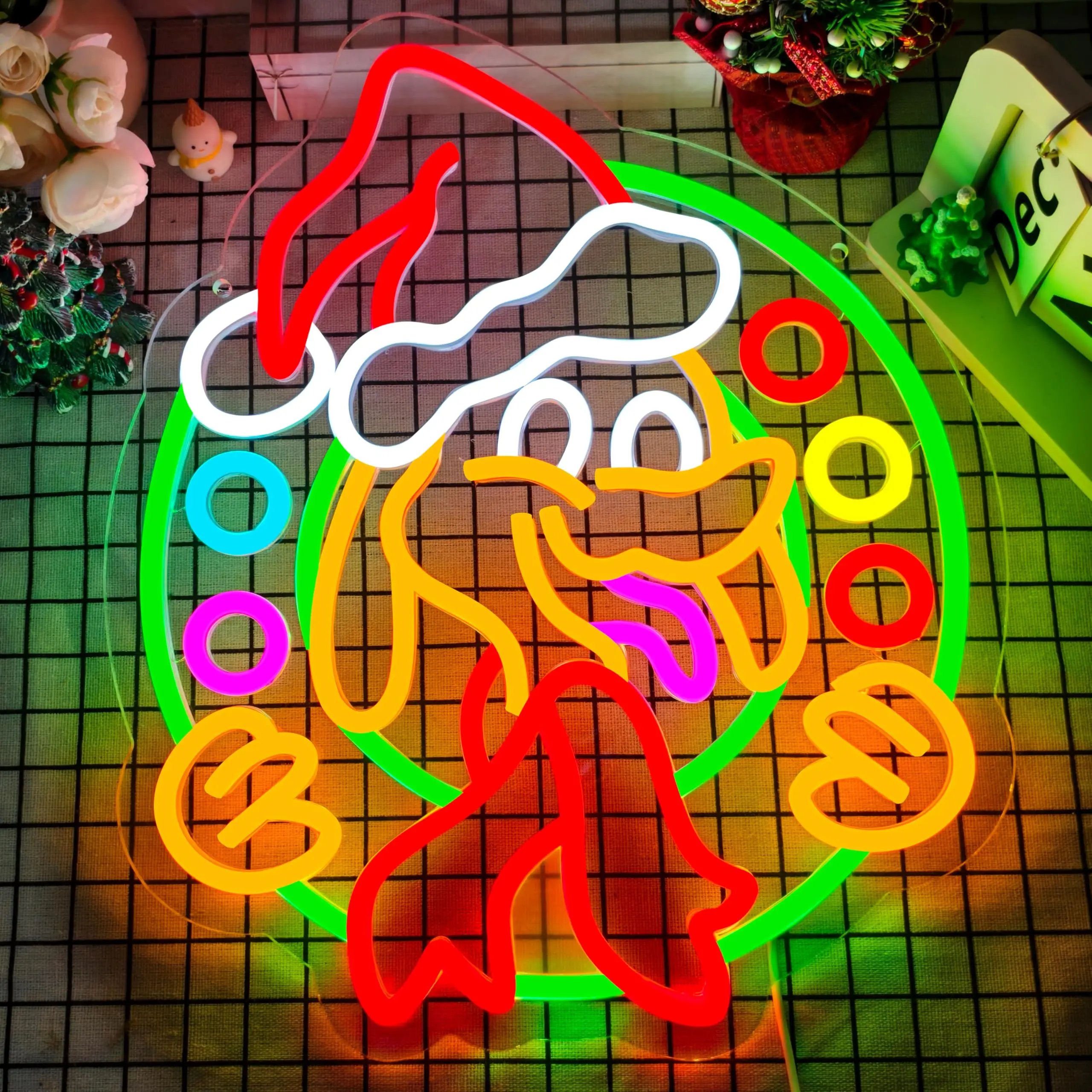 Merry Christmas Neon Sign for Wall Decor Colorful Dimmable Xmas Light Up Sign for Home Party Festival Indoor Bedroom Living Room