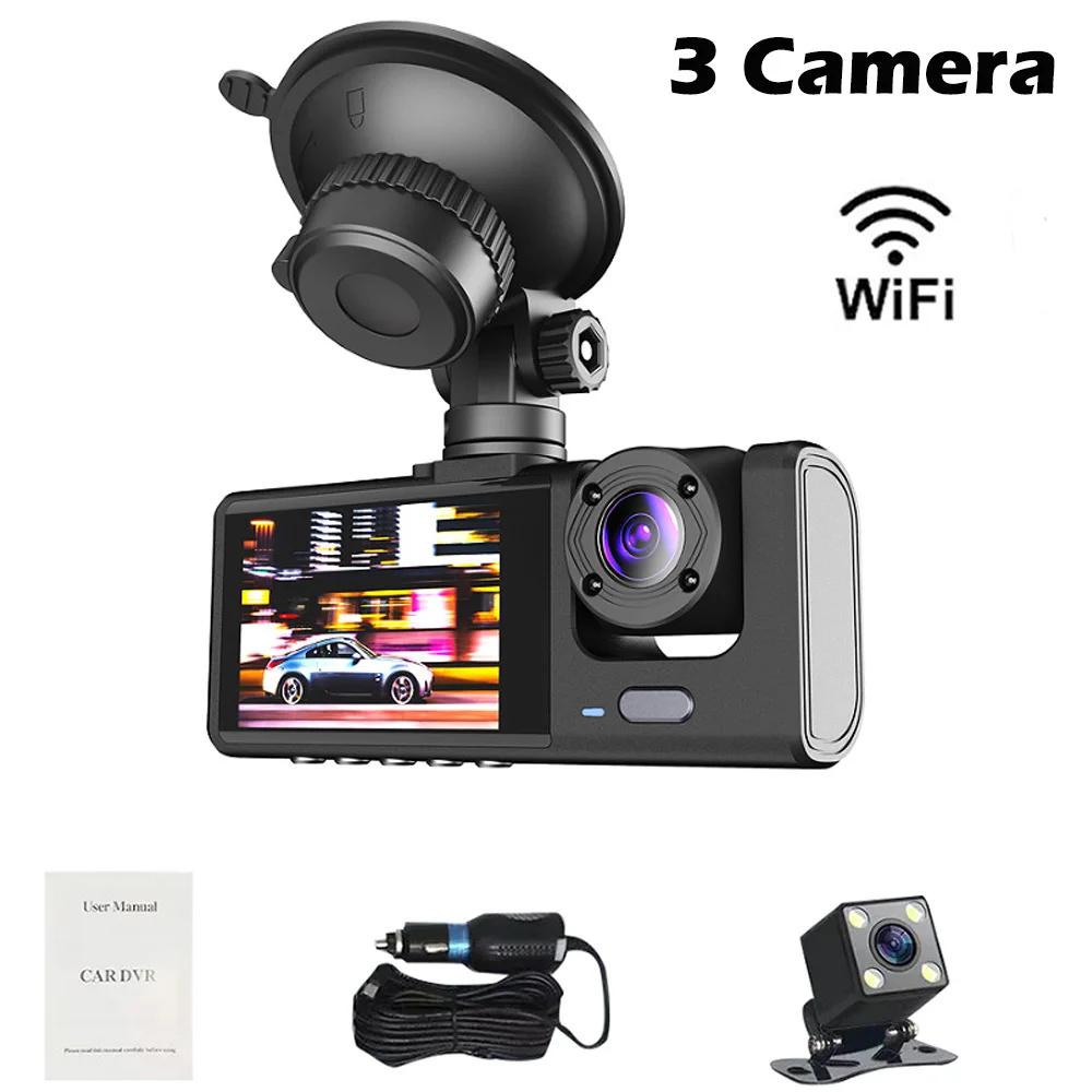 車載ダッシュカム-1080p-デュアルカメラ-wifi-dvr-ループ録画-24時間駐車監視-hdナイトビジョン-リアビューカメラ（オプション）
