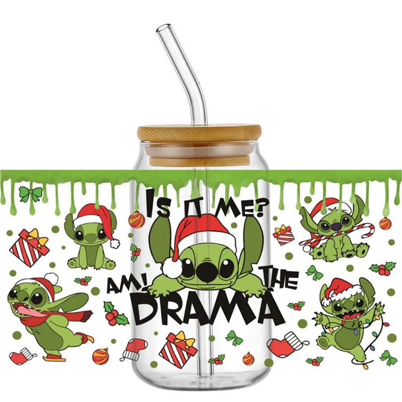 UV DTF Transfer Sticker Christmas Cartoon Series per The 16oz Libbey Glasses Wraps Bottles Cup Sticker fai da te impermeabile