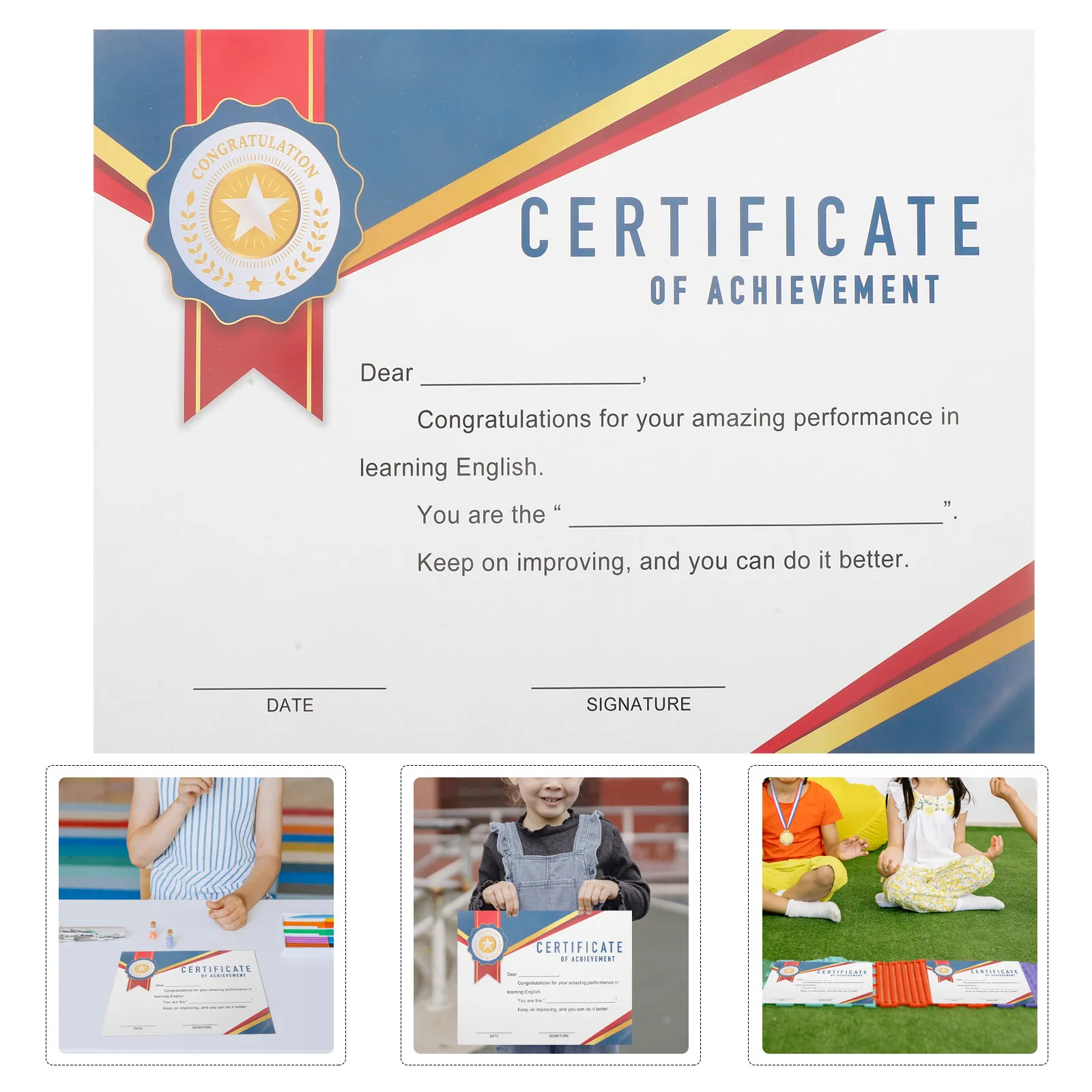 

10 Sheets Wear Resistant Coated Paper Students Award Certificates Certificate of Completion School Ceremonies Graduation Gifts