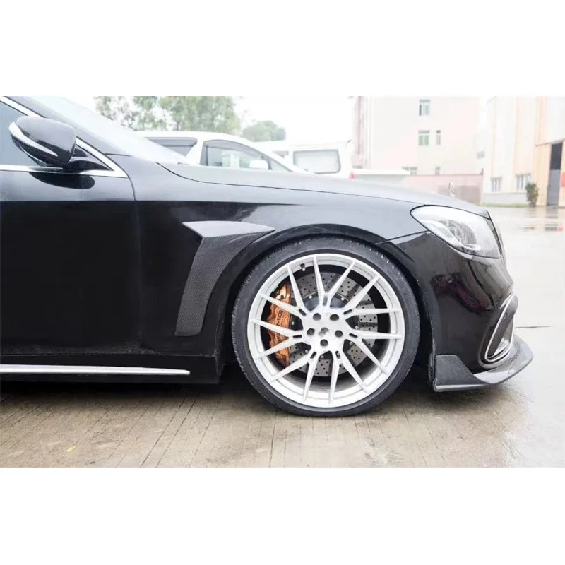 High Quality Real Carbon Fiber Front Bumper Lip & Wind Knife Spoiler Kit For W222 S65 S63 2014-2017
