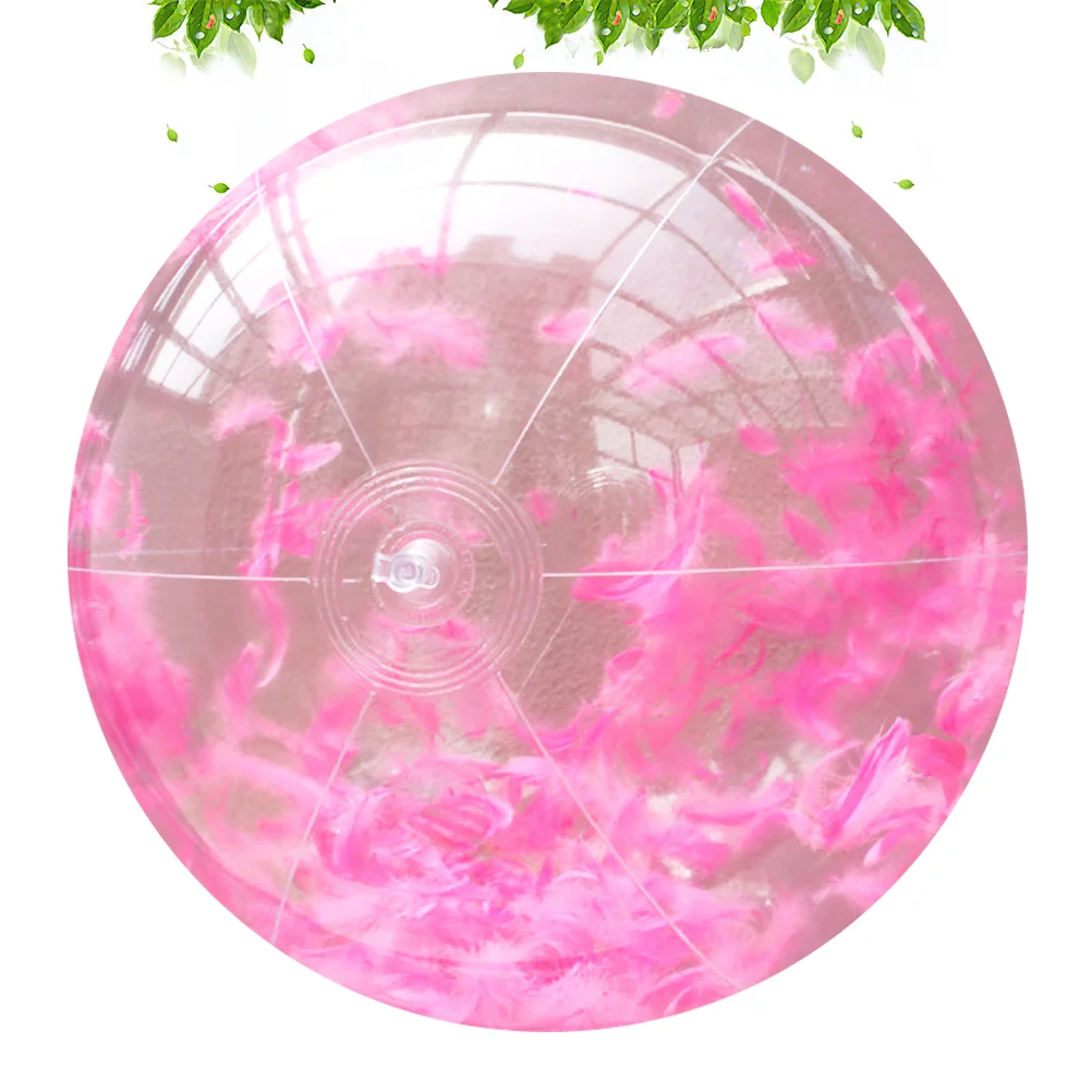 

Inflatable Ball Round Transparent Outdoor Indoor Water Playing Beach Ball (Pink, 40CM After Air Inflation, Contains A