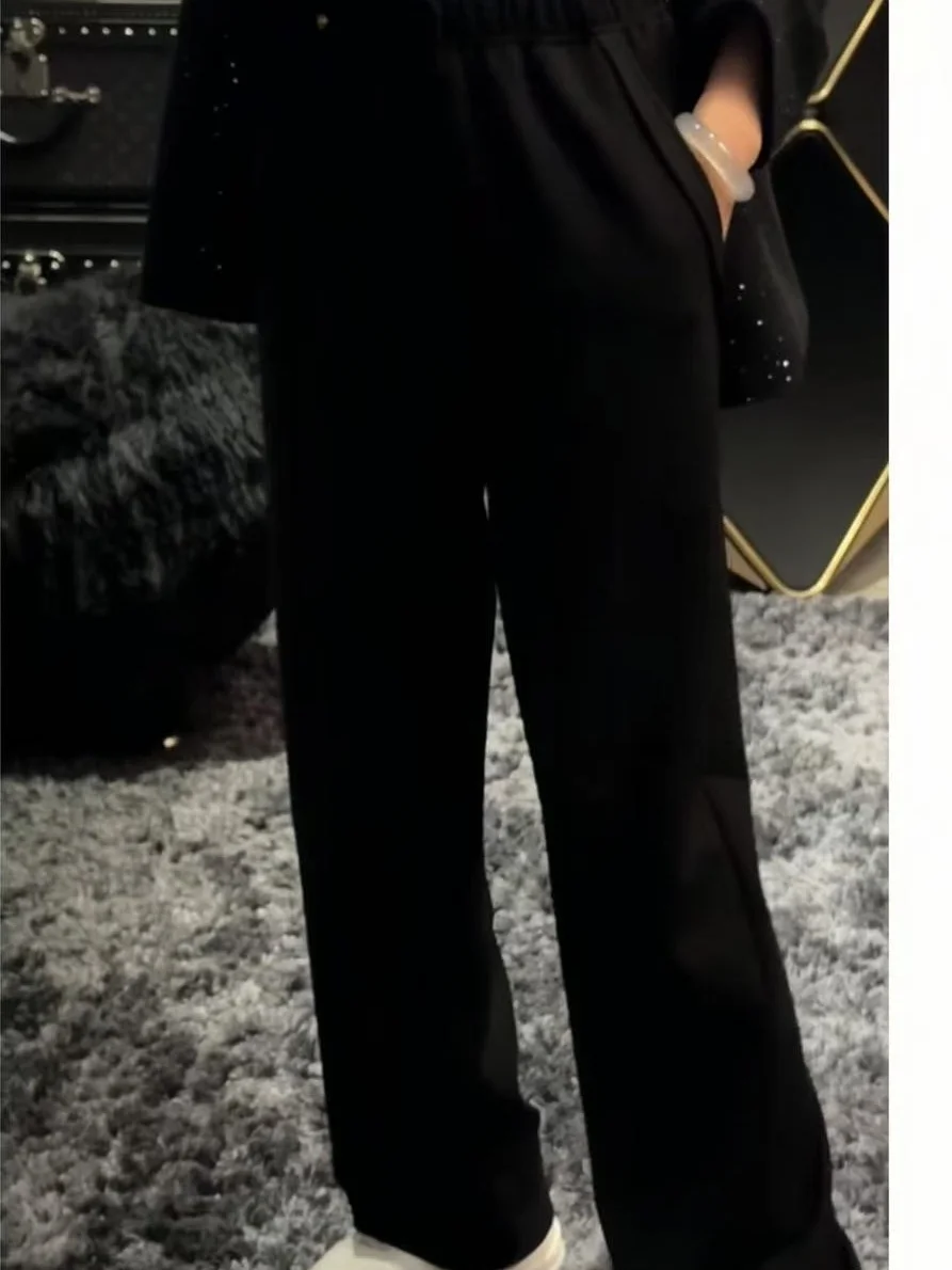 

Simple Elastic Waist Casual Pants for Women Straight Leg Pants Autumn New Arrival Comfortable Loose Fit Trousers