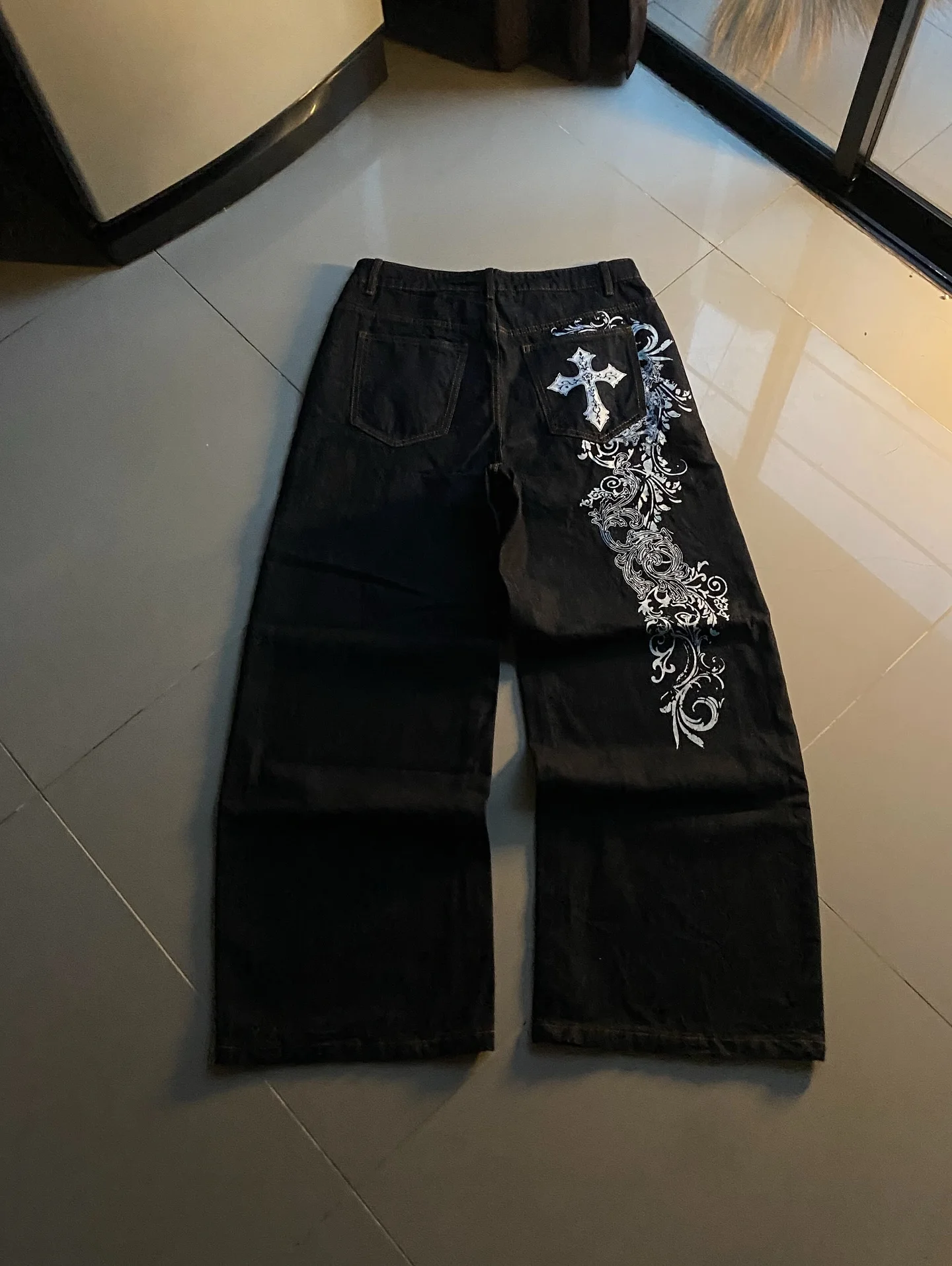 2025 streetwear vintage printing baggy jeans y2K harajuku trend men and women hip hop fashion casual Joker couple Wide-leg pants - Image 5