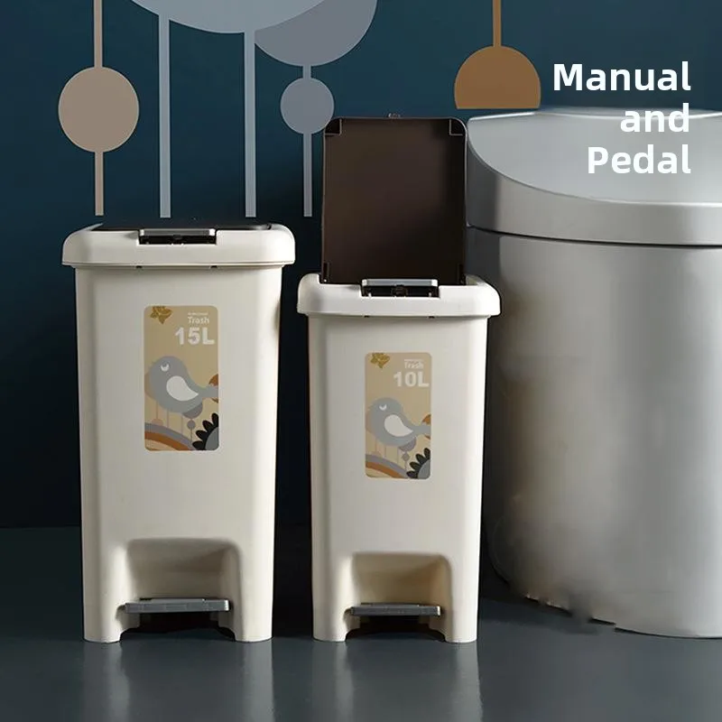 

Foot Pedal Trash Can with Lid for Home Use Bathroom Toilet Kitchen Living Room Bedroom Outdoor Square Plastic Garbage Can