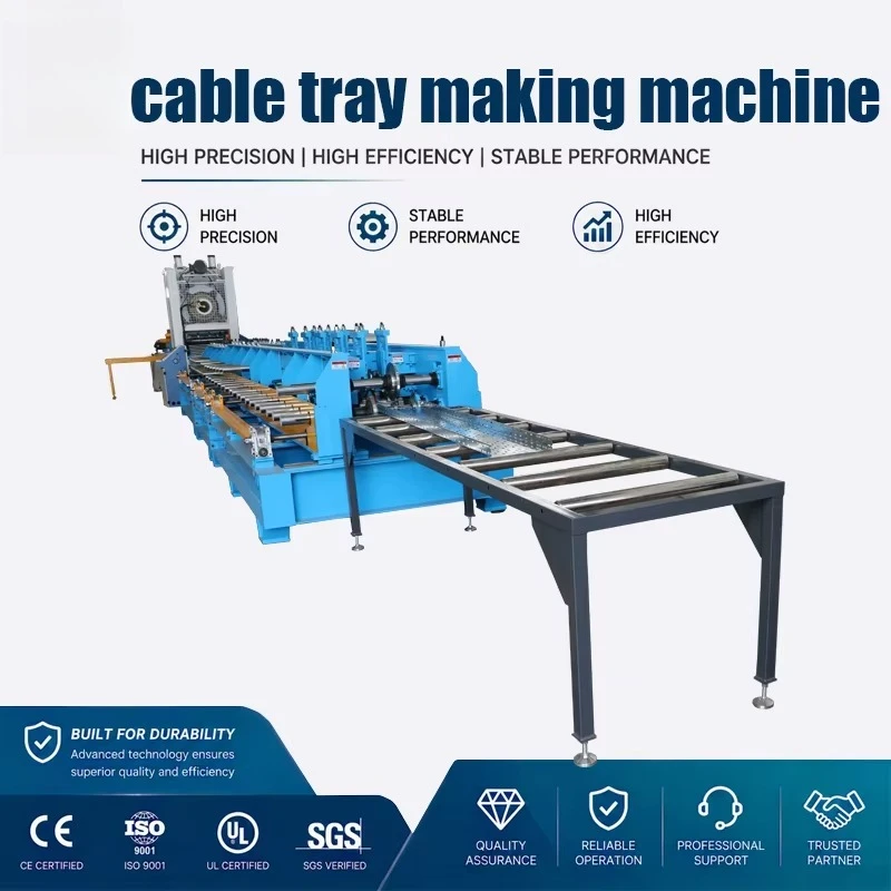High definition automatic cable tray manufacturing machinery production line punching perforated cable tray roller forming machi
