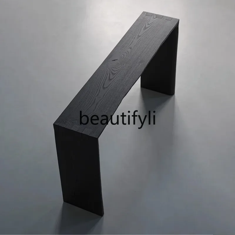 Japanese Minimalist White Wax Wood Entryway Table Solid Wood Entryway Table Simple Long Table