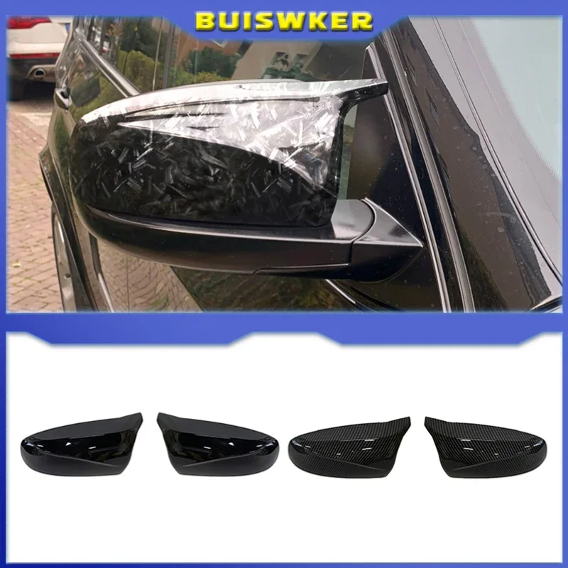 2pcs Rearview Excellent Side Wing modified Bright black Carbon Fiber Pattern Mirror Cover caps For BMW X5 E70 X6 E71 2008-2013