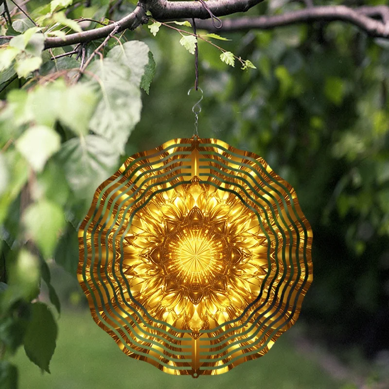 3D Metal Wind Spinner Color Hanging Ornament Indoor Outdoor Window Spring Summer Decor No Battery