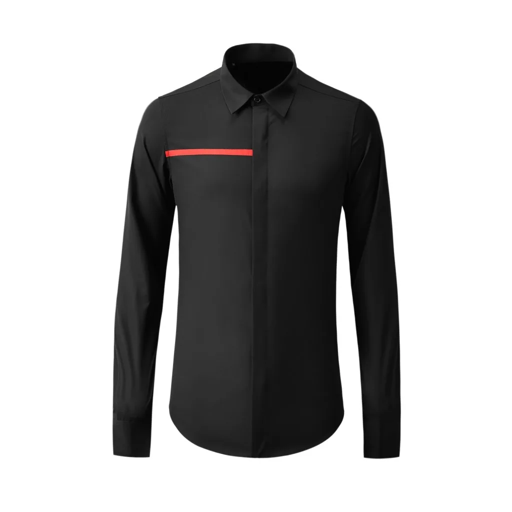 2022 Long Sleeve Man Shirts Luxury Fashionable Simple Webbing Long Sleeve Mens Dress Shirts Slim Fit Mens Shirts  4XL