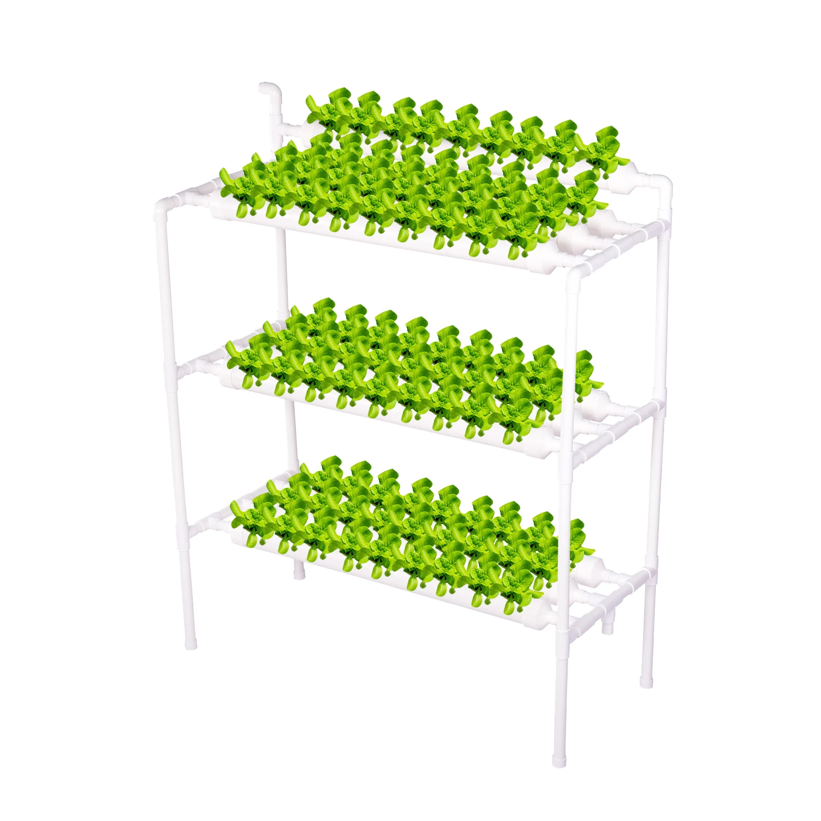

3-Layer Hydroponic Grow Kit with 90 Plant Sites, Durable PVC-U Pipes, for Homegrown Lettuce, Spinach, and Herbs