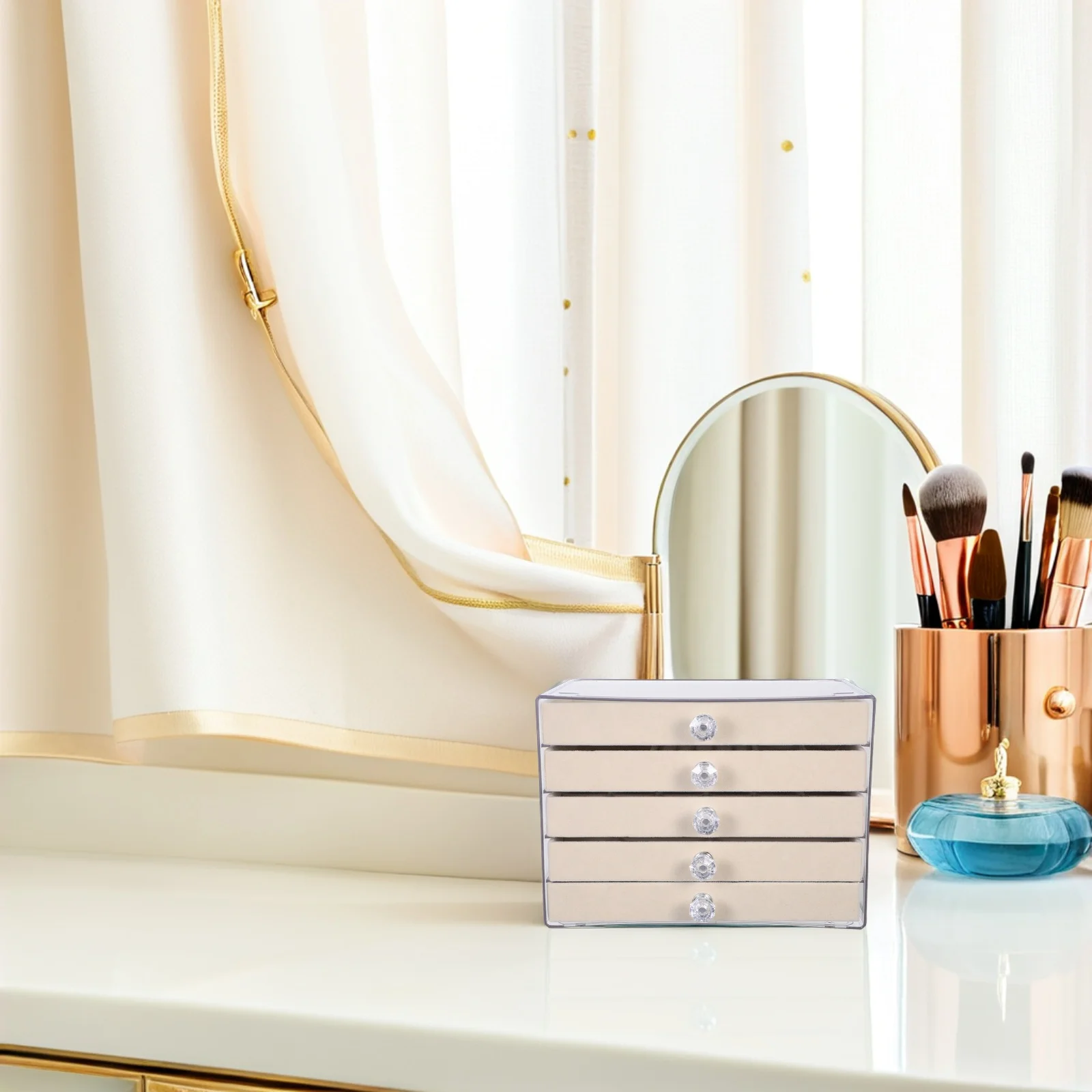 

5-слойный акриловый ящик для хранения ювелирных изделий, органайзер, серьги, ожерелье, браслет, держатель, ящик, лоток для дисплея, контейнер для женщин и девочек