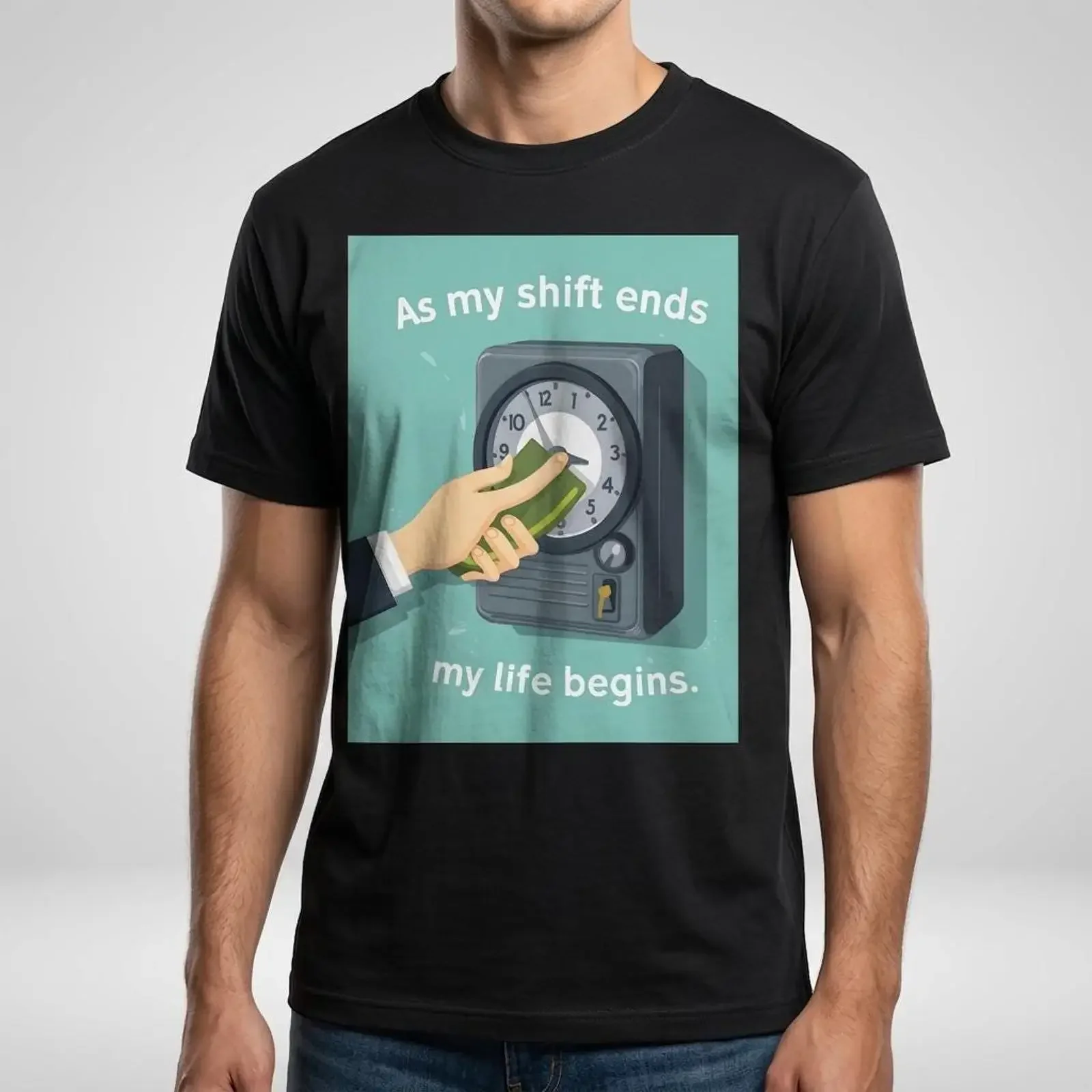 Clocking Out Funny Sarcastic Work T Shirt Humorous Office Colleague Conversation Starter vintage Washed Breathable Stylish Soft