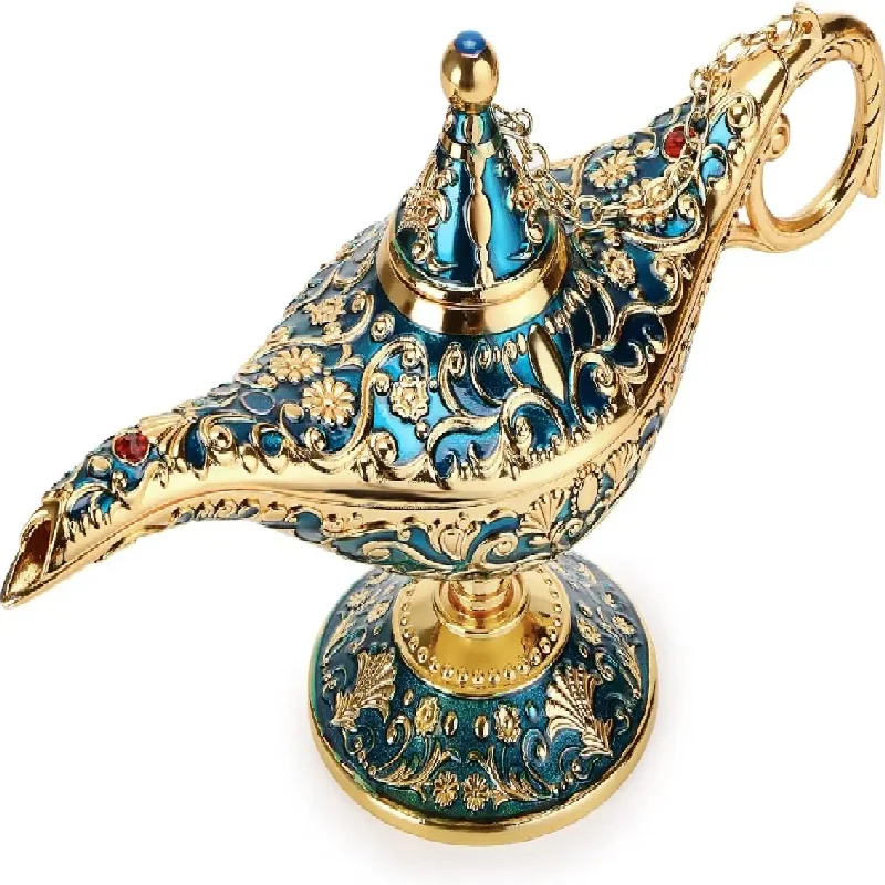 Vintage Magical Legend Aladdin Genie Lamp for Home Wedding Table Decoration Collectable Rare Classic Arabian Costume Props Gift