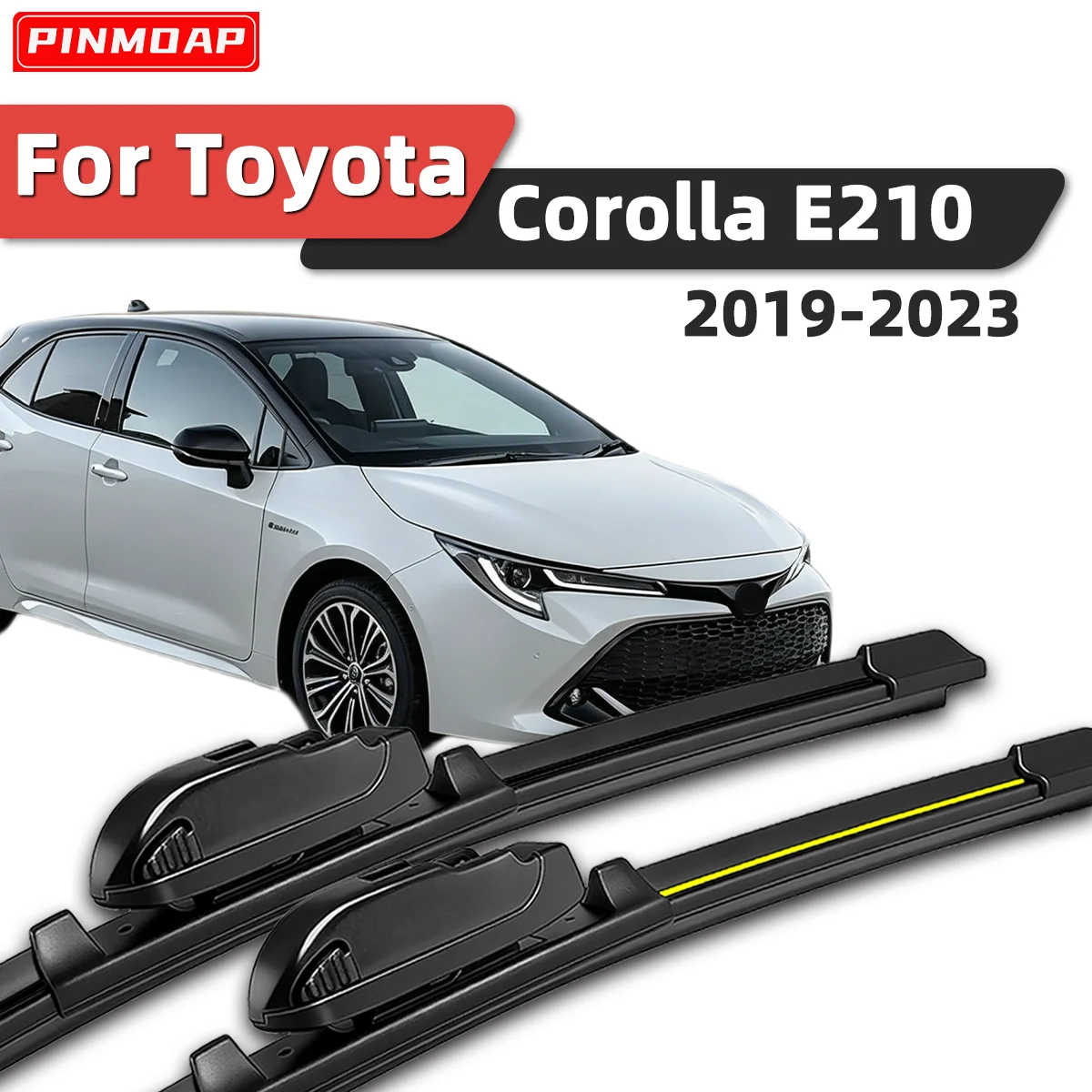PINMOAP 2 Stück leise Frontscheibenwischer, passend für Toyota Corolla E210 2019–2023, hochwertige Frontwischer-Autoteile