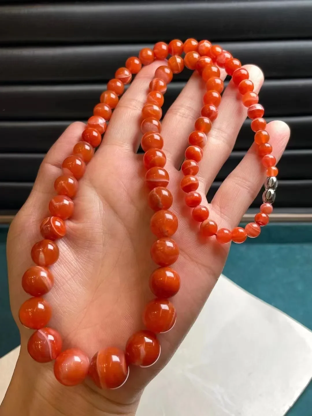 

Natural 100% real Southern Red Agate jade round beads necklace Sweater chain jade pendant jewellery for woman gifts Tower chain