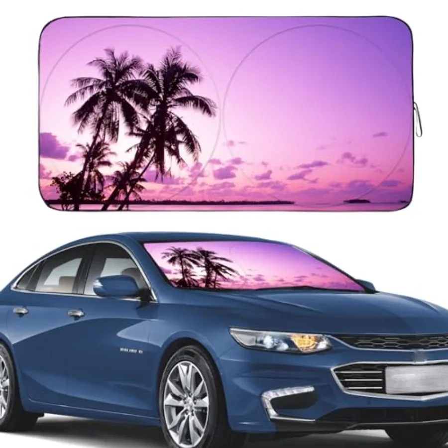 

Sunshade for Car Windshield with Tropical Design- UV Protectionand Heat Blocking Sunshade for Cars Sedan SUV Truck Keep Car Coo