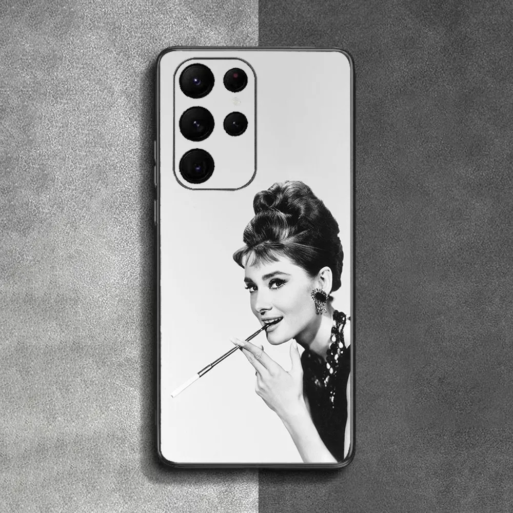 A-Audrey H-Hepburn Phone Case For Samsung Galaxy A52 A12 A51 S21 Edge S22ULTRA S23 S20LITE Plus Ultra Black Cover