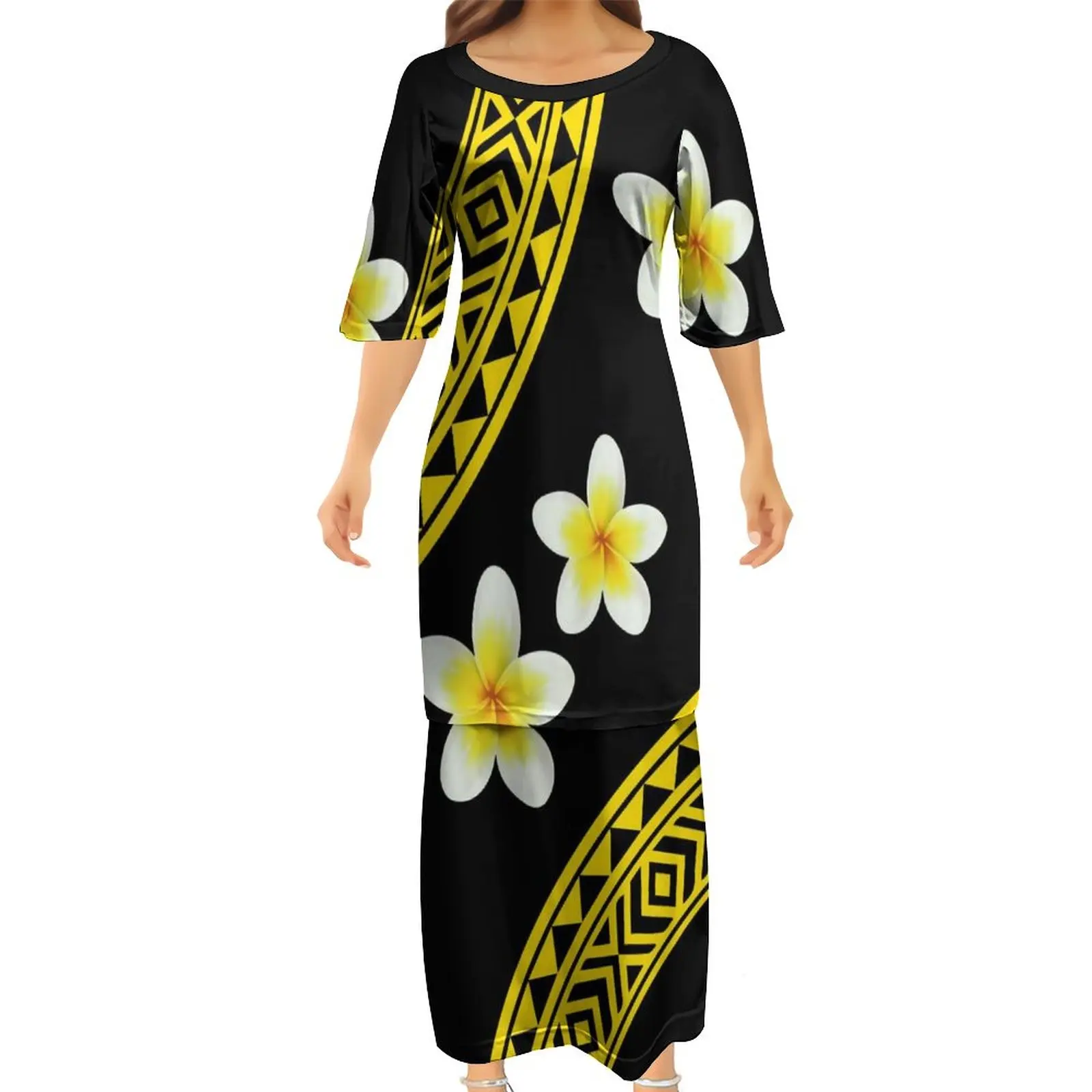 High Quality Drop Shipping Women Club Bodycon Dresses Samoan Puletasi  Polynesian Traditional Tribal Design Dress 2 Piece Set - AliExpress  200000345