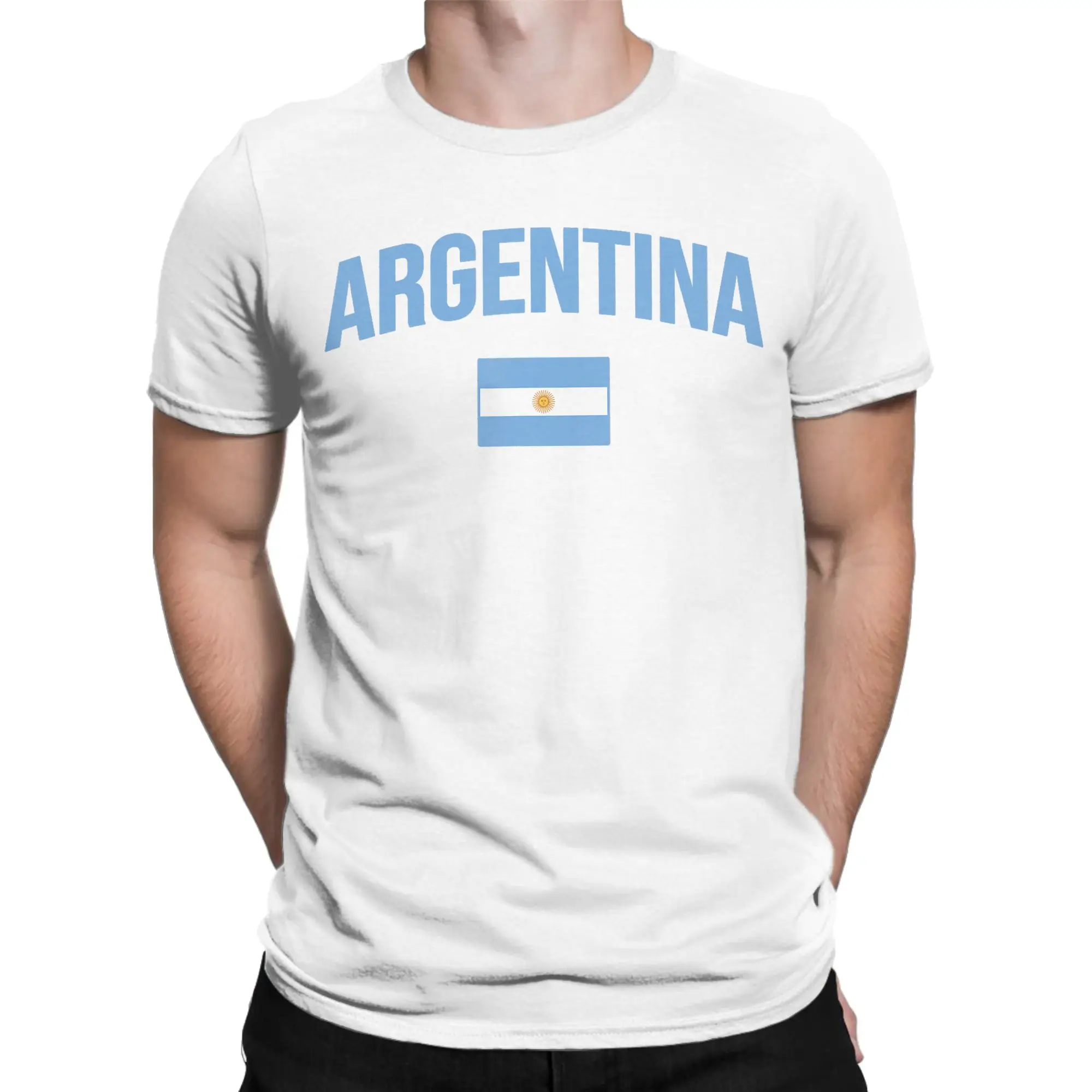 Argentina Argentinian Flag T Shirts for Men Pure Cotton Novelty T-Shirt Crewneck  Tee Shirt Short Sleeve Clothing New Arrival