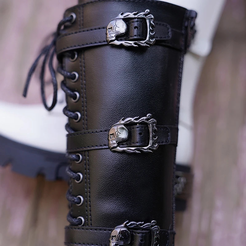 D09-P726 어린이 수제 장난감 삼촌 68 70 ID75 인형 BJD/SD 인형 신발 블랙 레이스 업 하이 부츠 1 쌍