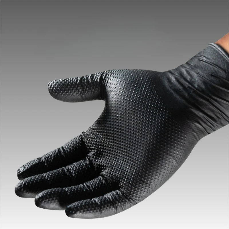 

Disposable Protective Extra-Thick Diamond-Patterned Abrasion-Resistant Nitrile Gloves - Industrial