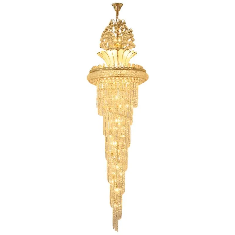 Europese grote verlichting grote gouden keizerlijke K9 kristallen kroonluchter voor hotelhal woonkamer trap hangende hanglamp decora - afbeelding 2