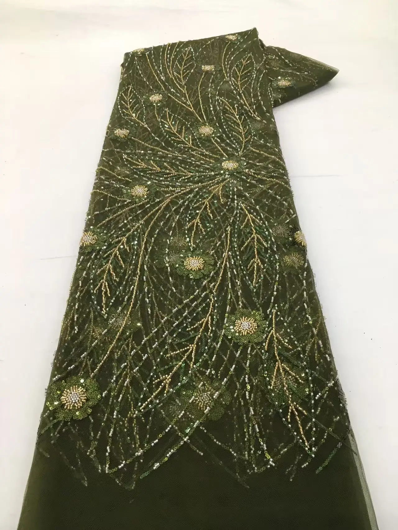 

Африканская французская кружевная ткань с блестками, 2026, высокое качество, тюль, кружево, 5 ярдов, нигерийский вышитый материал для платья для вечеринки WHm218-1