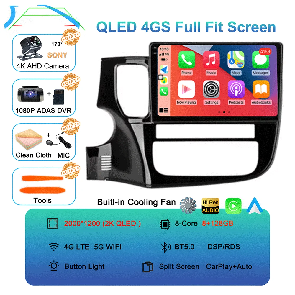 Android 16 Auto Autoradio voor Mitsubishi Outlander XL 3 2012-2018 GPS Navigatie Stereo Multimedia Videospeler Carplay WIFI+4G