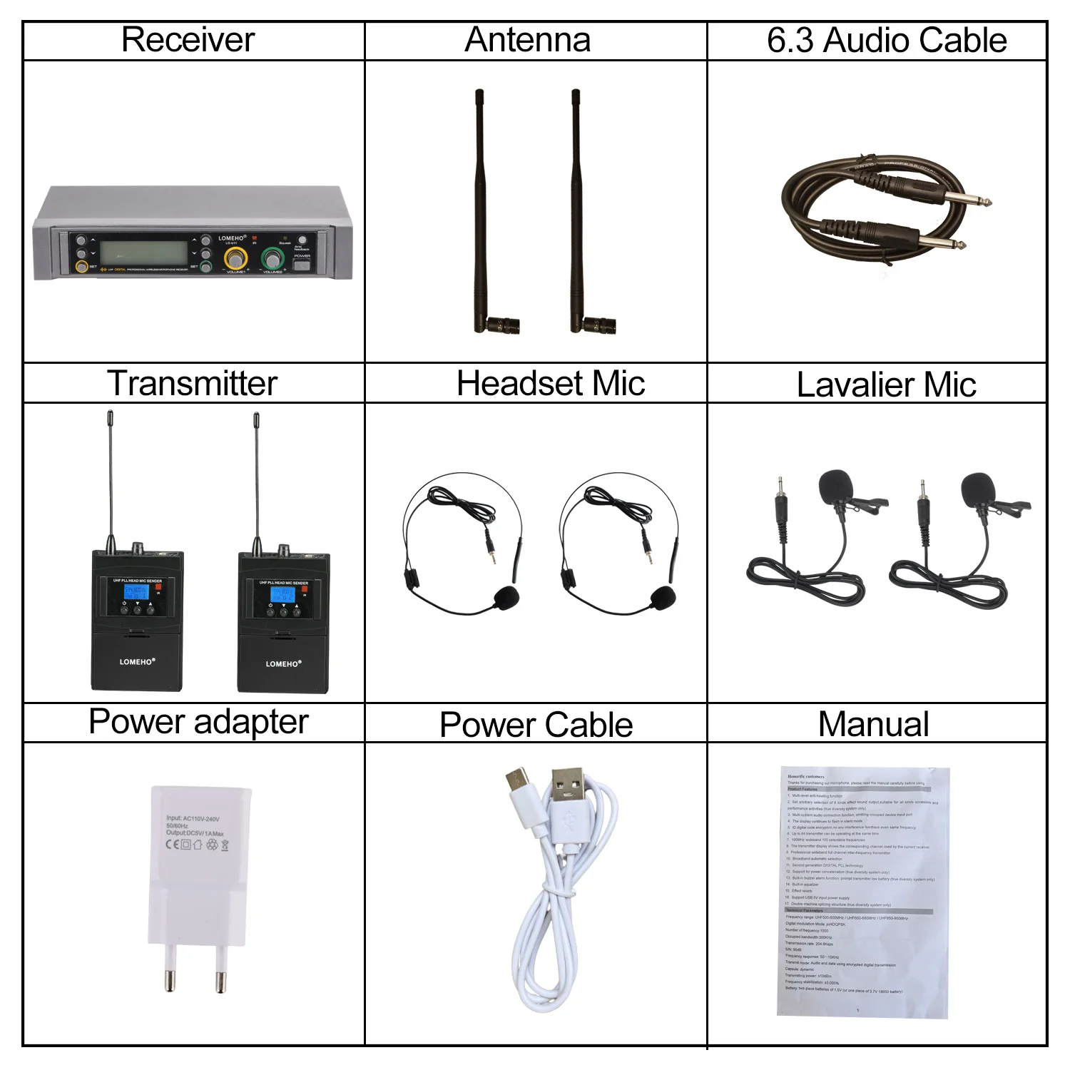 Imagem -06 - Lomeho-uhf Sistema de Microfone sem Fio Way ir Dual Channel Body Ypack Multi-frequency Anti-wired Mic Karaoke Party Lo-u11h2