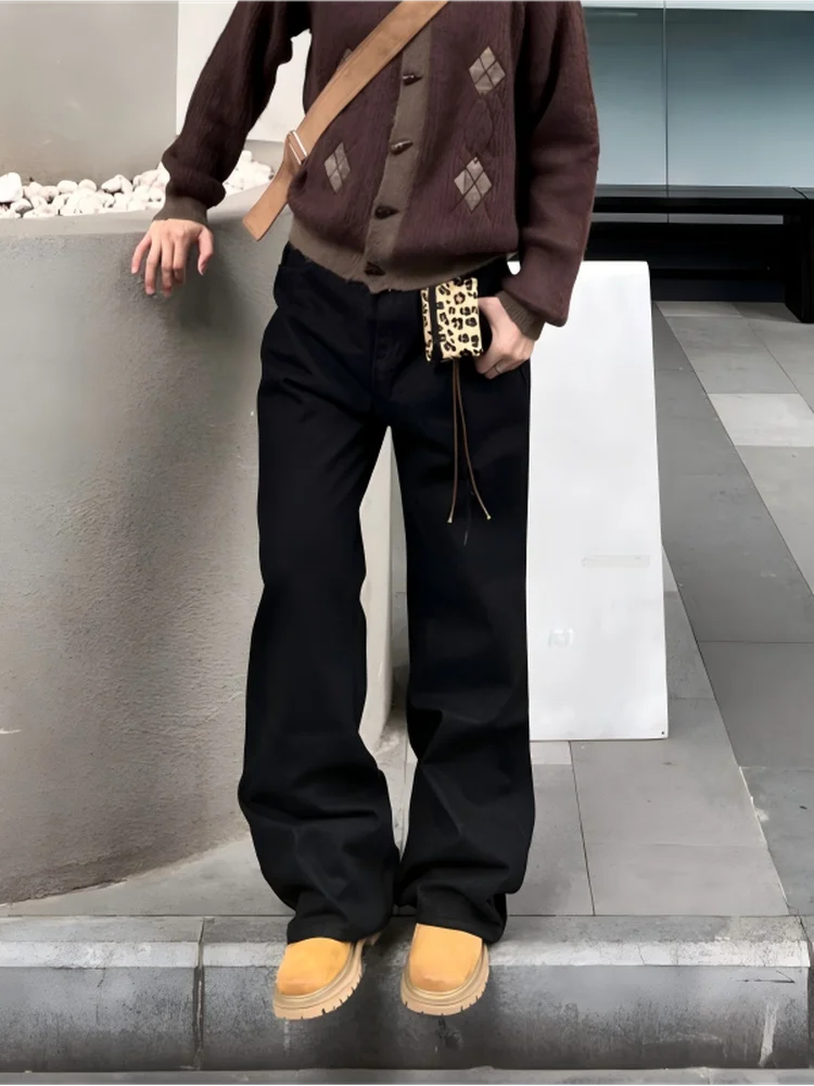 

Waed Bla Retro American Vibe Men's Jeans Loose Straight Leg Casual Long Pants Commute Comfortable Versatile Classic Sle