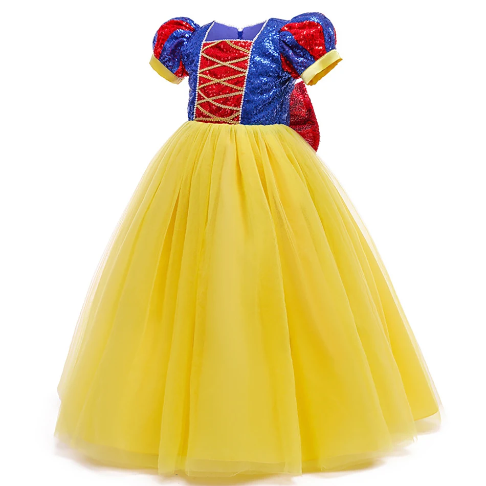 Sequins Girl Snow White Fancy Dress Girls Kids Carnival Christmas Party Princess Costume Children Birthday Performance Clothes