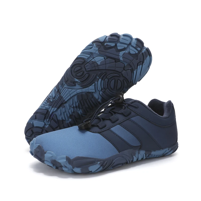 Couple-style wide-toe five-finger thermal fleece-lined cotton shoes | Anti-slip and wear-resistant outdoor climbing & hiking sho
