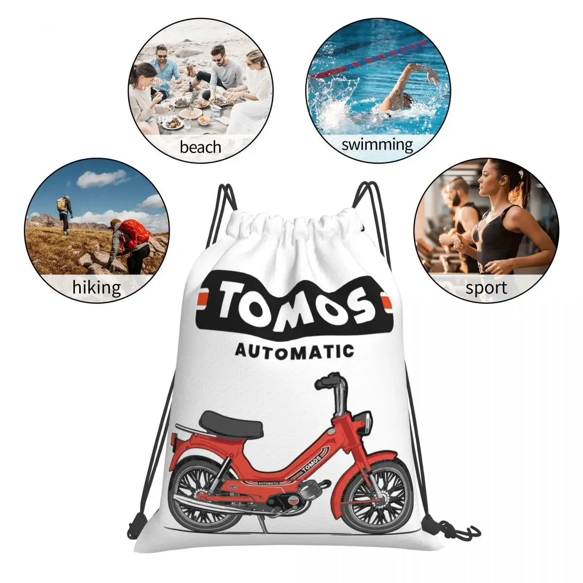 Tomos-mochilas Rojas automáticas, bolso con Cordón portátil, informal, con bolsillo, para zapatos, para la escuela y viajes